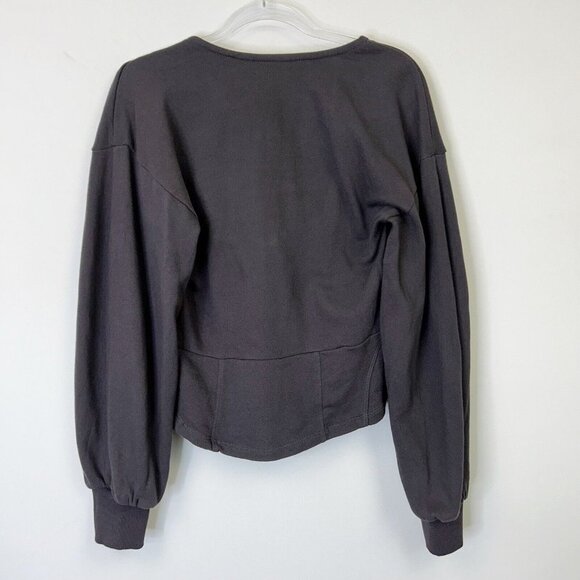 Anthropologie Maeve Puff Sleeve Sweatshirt Womens Size Large Gray - Picture 6 of 10